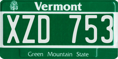 VT license plate XZD753