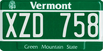 VT license plate XZD758