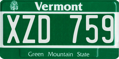 VT license plate XZD759