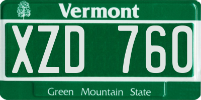 VT license plate XZD760