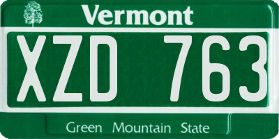 VT license plate XZD763