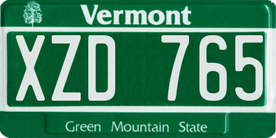 VT license plate XZD765