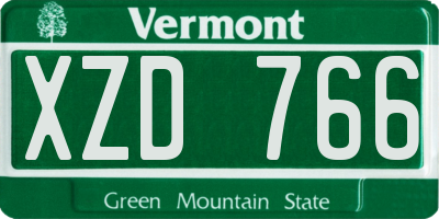 VT license plate XZD766