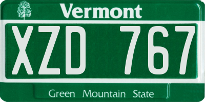 VT license plate XZD767