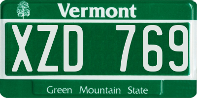 VT license plate XZD769