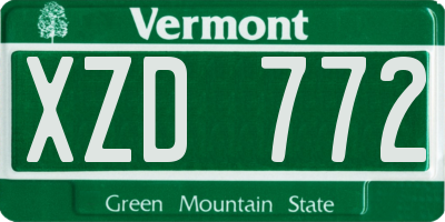 VT license plate XZD772