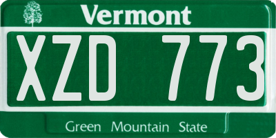VT license plate XZD773