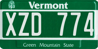 VT license plate XZD774
