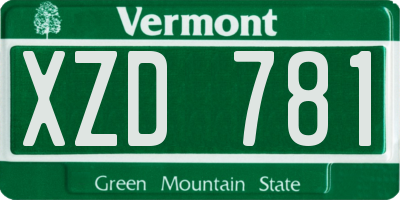 VT license plate XZD781