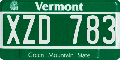VT license plate XZD783