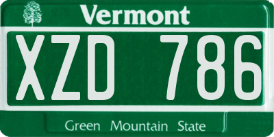 VT license plate XZD786