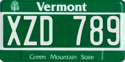 VT license plate XZD789