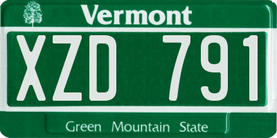 VT license plate XZD791