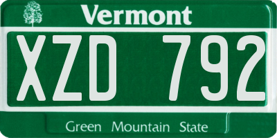 VT license plate XZD792