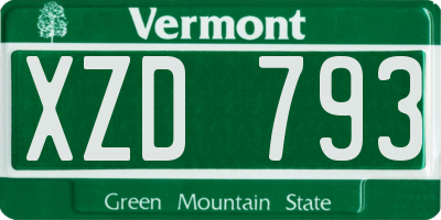 VT license plate XZD793