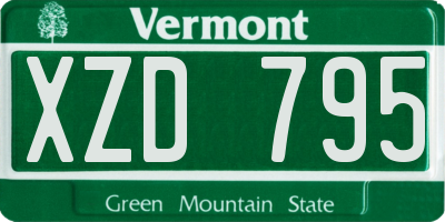 VT license plate XZD795