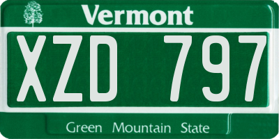 VT license plate XZD797