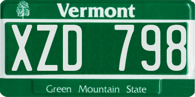 VT license plate XZD798