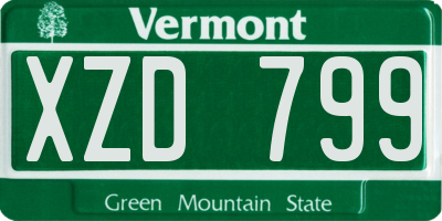 VT license plate XZD799