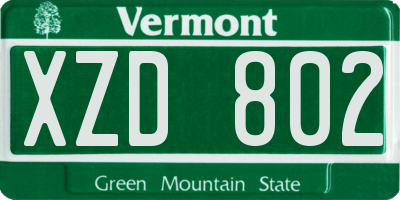 VT license plate XZD802