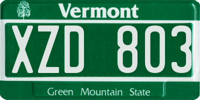 VT license plate XZD803