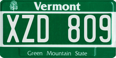 VT license plate XZD809