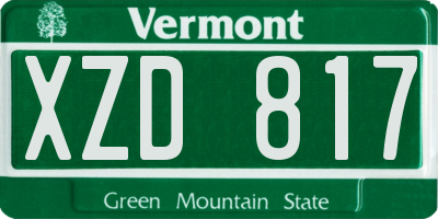 VT license plate XZD817