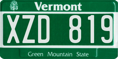 VT license plate XZD819
