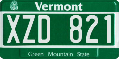 VT license plate XZD821