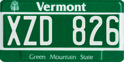 VT license plate XZD826