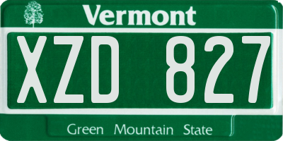 VT license plate XZD827