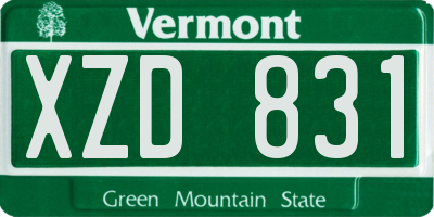 VT license plate XZD831