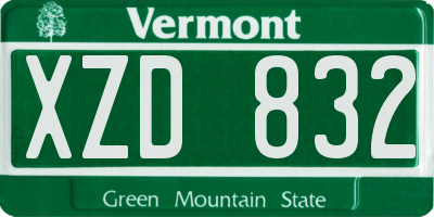 VT license plate XZD832