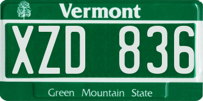 VT license plate XZD836