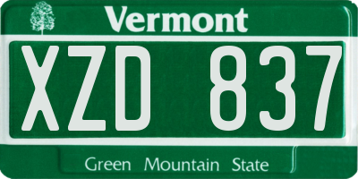 VT license plate XZD837