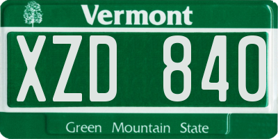 VT license plate XZD840