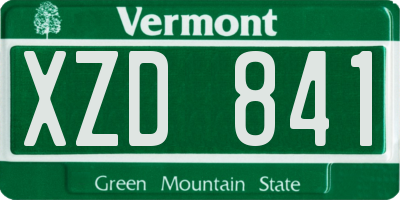 VT license plate XZD841