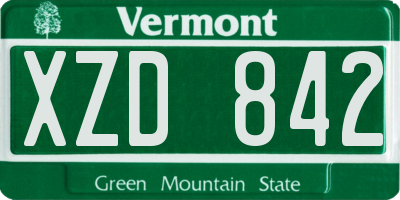 VT license plate XZD842