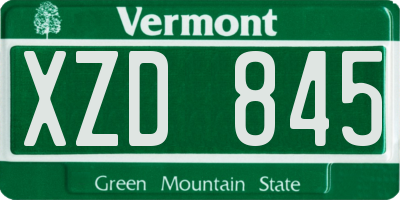 VT license plate XZD845