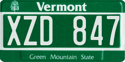 VT license plate XZD847