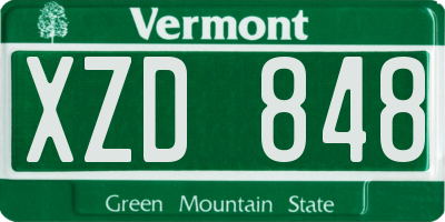 VT license plate XZD848