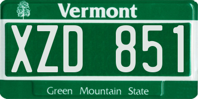 VT license plate XZD851