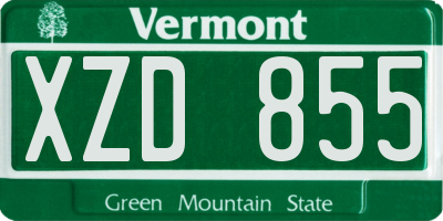 VT license plate XZD855