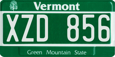 VT license plate XZD856
