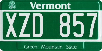 VT license plate XZD857