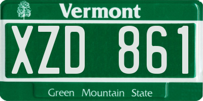 VT license plate XZD861
