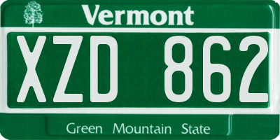 VT license plate XZD862