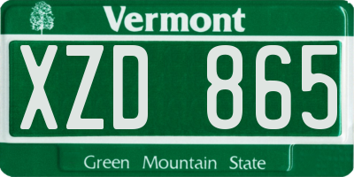 VT license plate XZD865