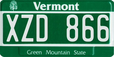 VT license plate XZD866