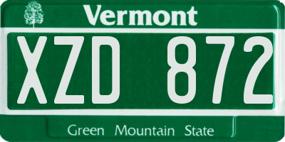 VT license plate XZD872
